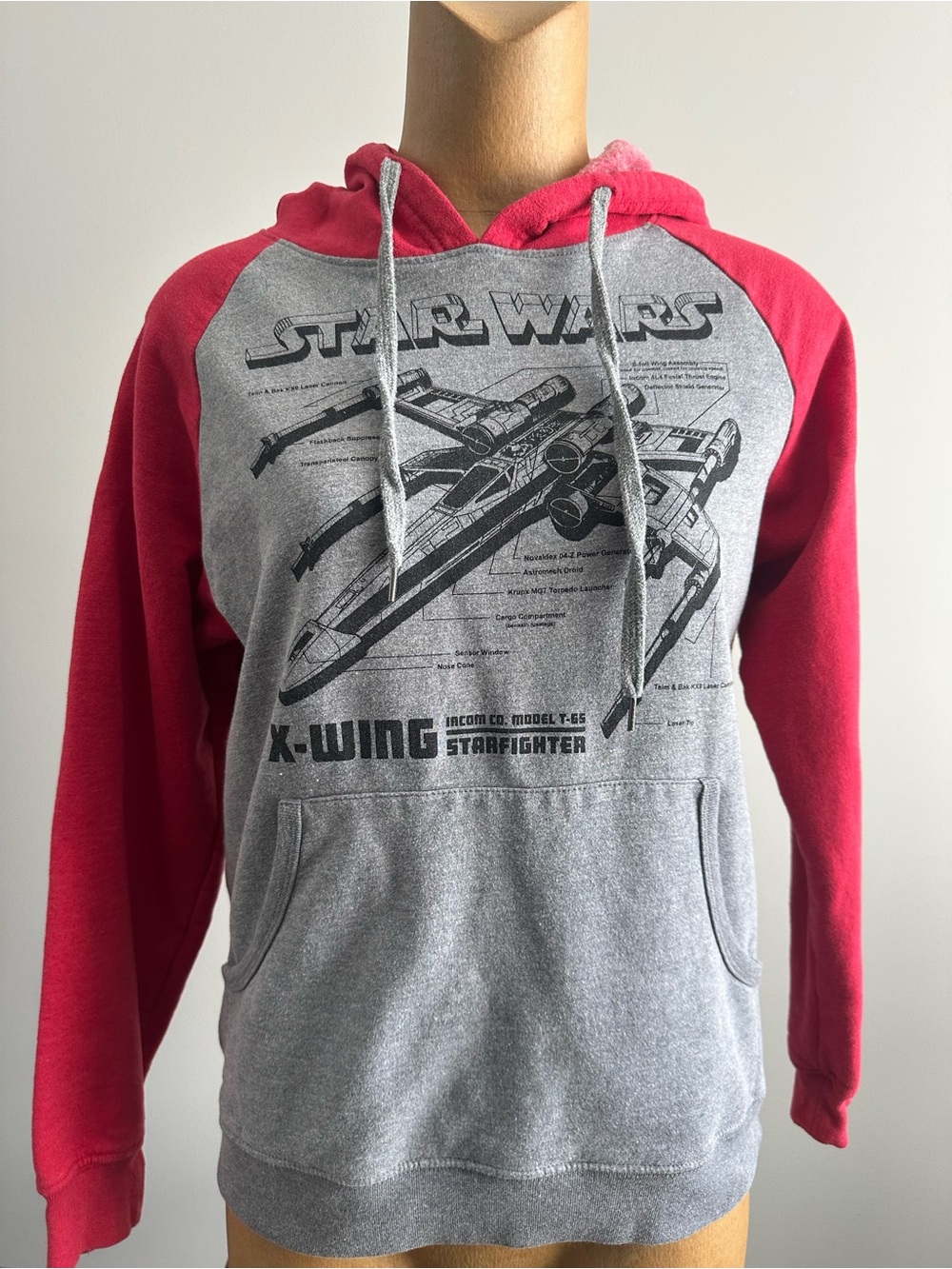 Star Wars grey and red raglan hoodie